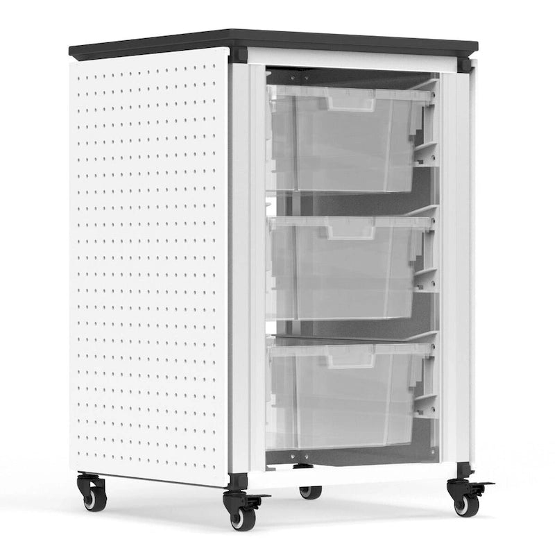 Armoire de rangement modulaire blanc/noir – 2 modules côte à côte, 6 bacs, utilisateur unique
