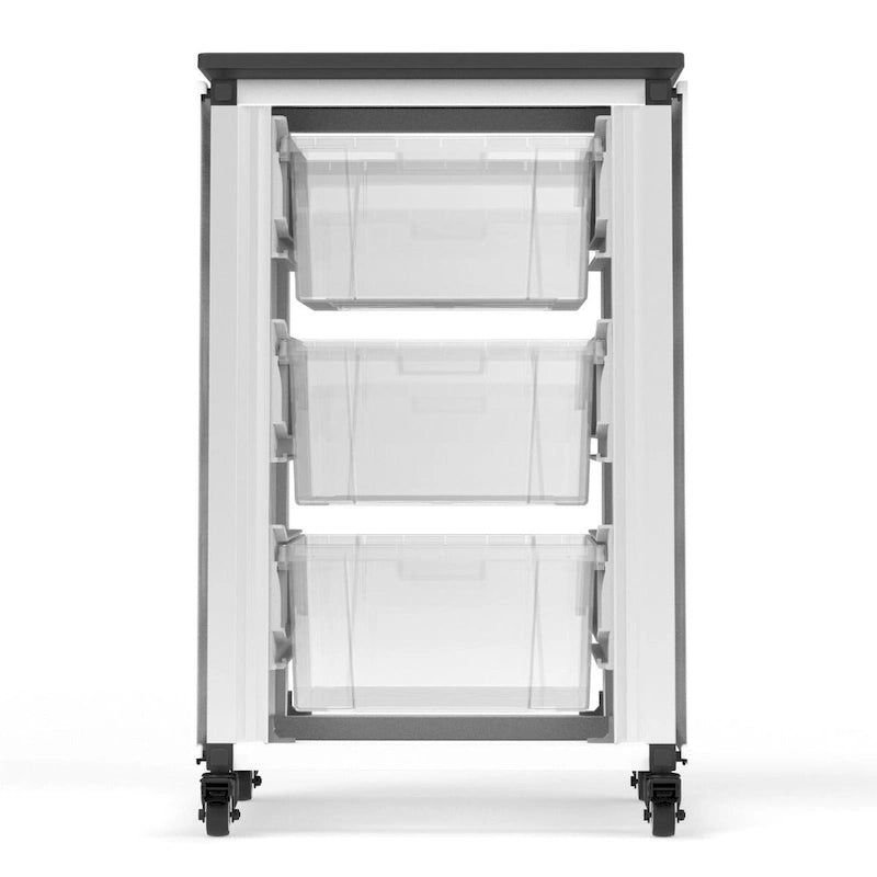 Armoire de rangement modulaire blanc/noir – 2 modules côte à côte, 6 bacs, utilisateur unique