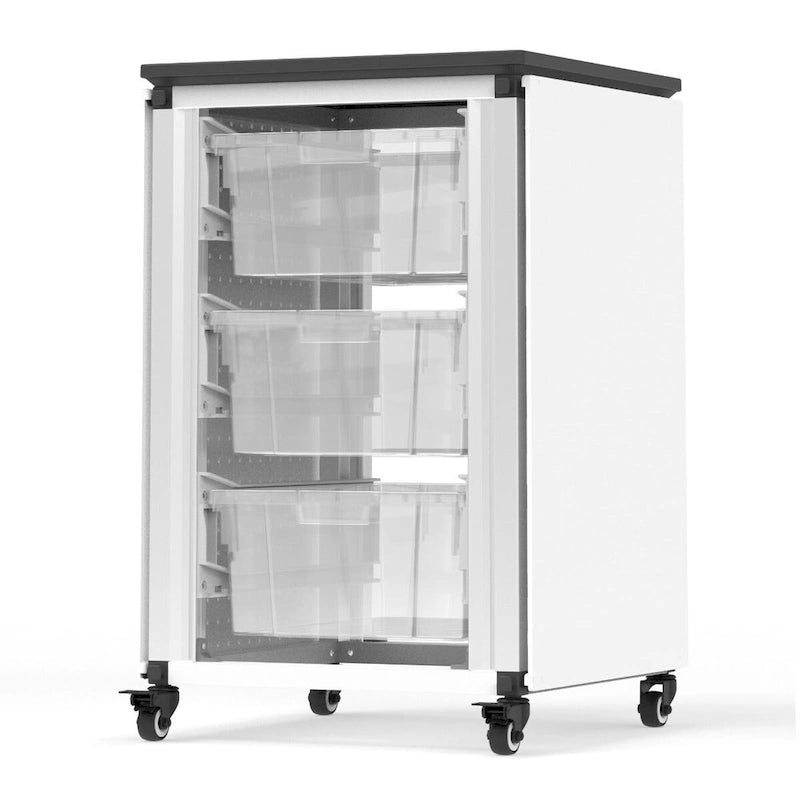 Armoire de rangement modulaire blanc/noir – 2 modules côte à côte, 6 bacs, utilisateur unique