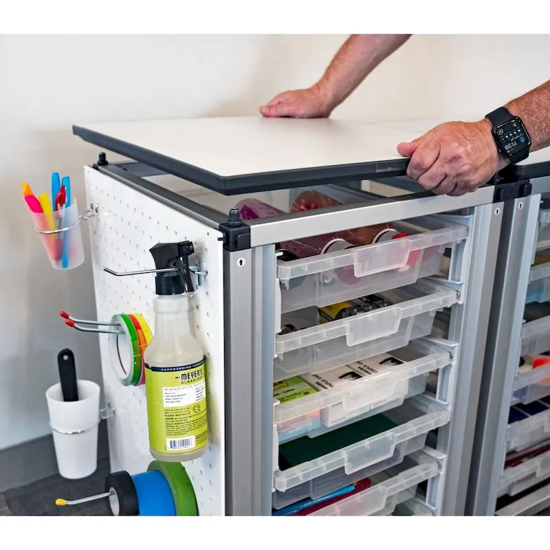 Armoire de rangement modulaire blanc/noir – 2 modules côte à côte, 6 bacs, utilisateur unique