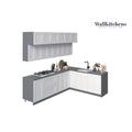 Ensemble d'armoires de cuisine avec base blanche mate, 2,74 m de large, 1 cuisine
