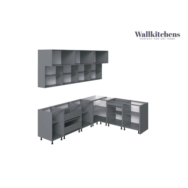 Ensemble d'armoires de cuisine avec base blanche mate, 2,74 m de large, 1 cuisine