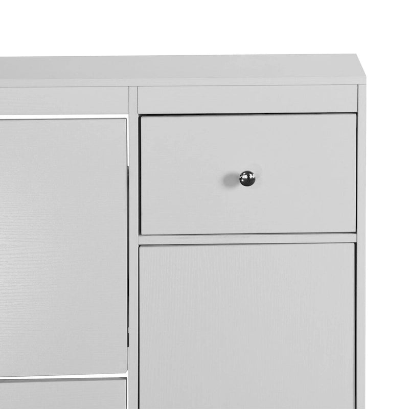 Meuble à chaussures blanc avec tiroirs basculants et rangement latéral pour bottes, 4 niveaux, 1 à 2 personnes