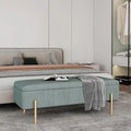 Banc de rangement capitonné en chenille verte avec pieds dorés, 1 place