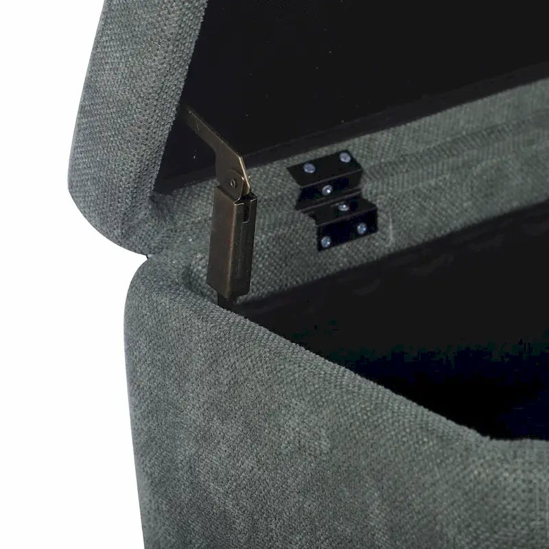 Banc de rangement capitonné en chenille verte avec pieds dorés, 1 place