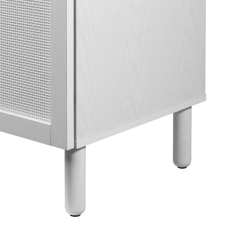 Armoire en rotin blanche à 2 portes, plateau en MDF, étagère réglable