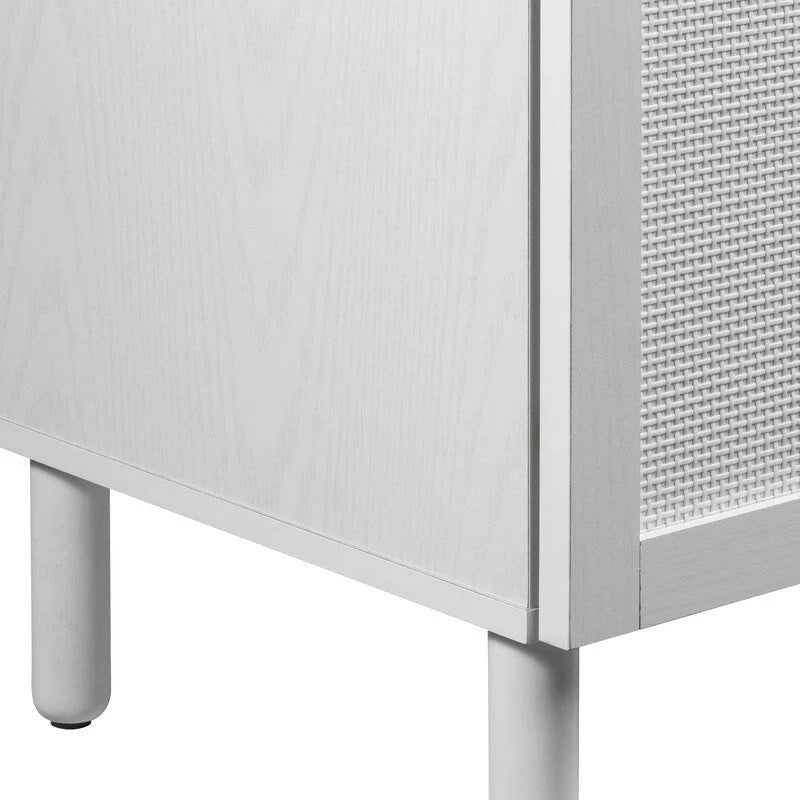 Armoire en rotin blanche à 2 portes, plateau en MDF, étagère réglable