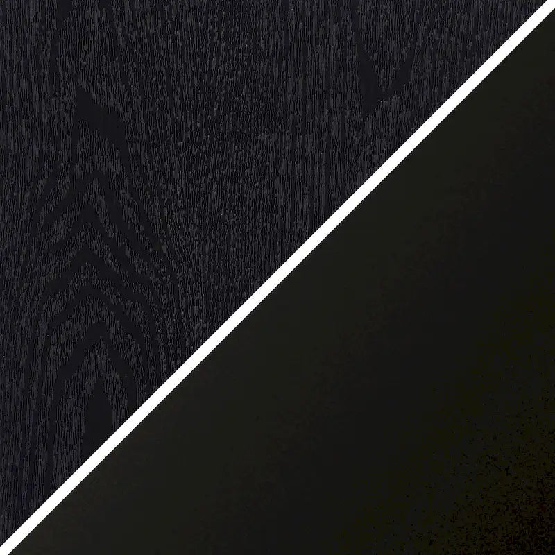 Meuble d'appoint à porte vitrée, finition grain de bois blanc/noir, montage par une seule personne