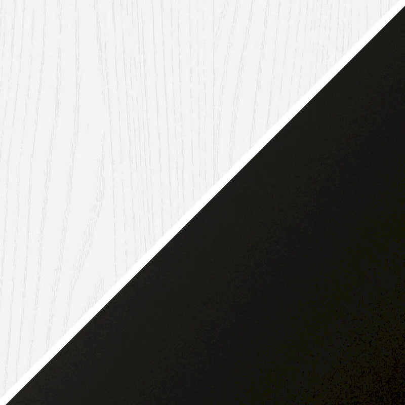 Meuble d'appoint à porte vitrée, finition grain de bois blanc/noir, montage par une seule personne