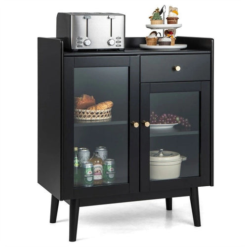 Black Buffet Cabinet with Storage - 16D x 31.5W x 37H