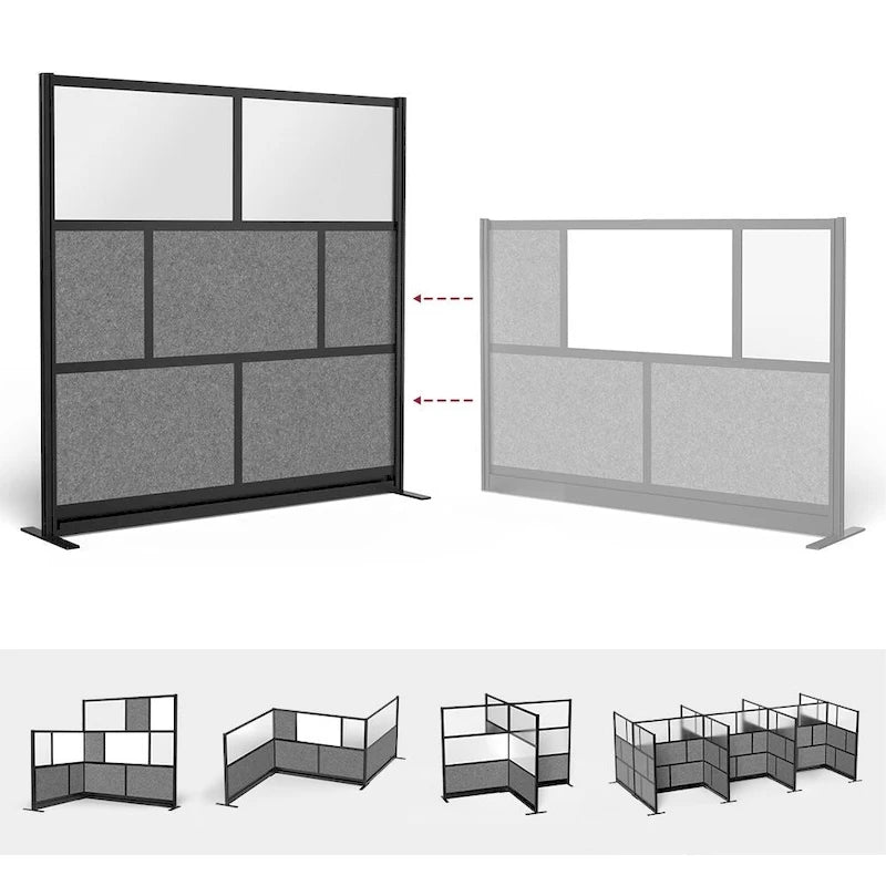 Séparateur de pièce modulaire noir – Espace de travail simple, mur de départ 70" x 70"