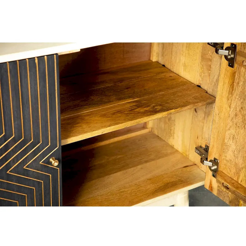 Meuble d'appoint 2 portes blanc et noir avec 4 étagères