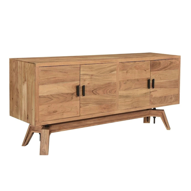 Buffet en bois massif à bords bruts, style industriel rustique, 175 cm