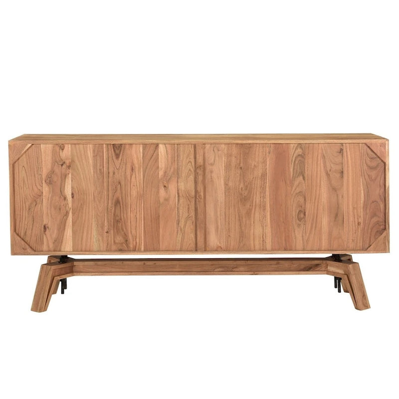 Buffet en bois massif à bords bruts, style industriel rustique, 175 cm