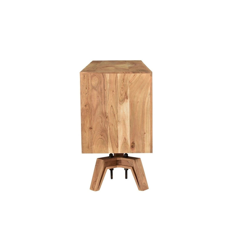 Buffet en bois massif à bords bruts, style industriel rustique, 175 cm