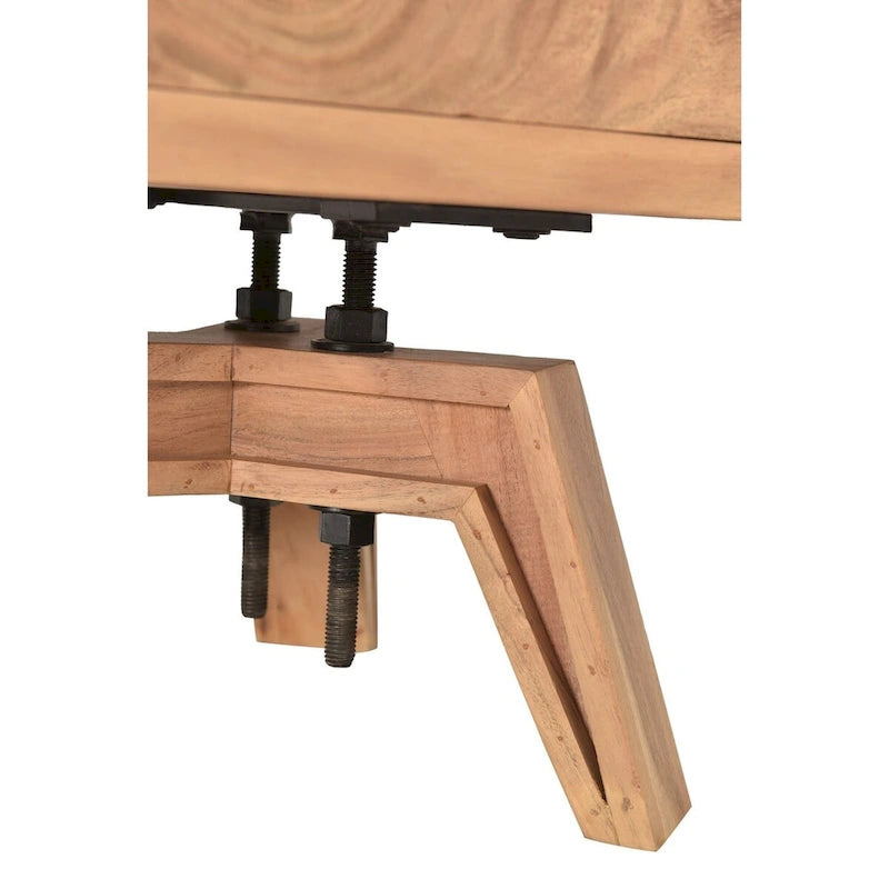Buffet en bois massif à bords bruts, style industriel rustique, 175 cm