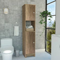 Meuble de rangement beige en lin – Double porte, 4 étagères, unité simple