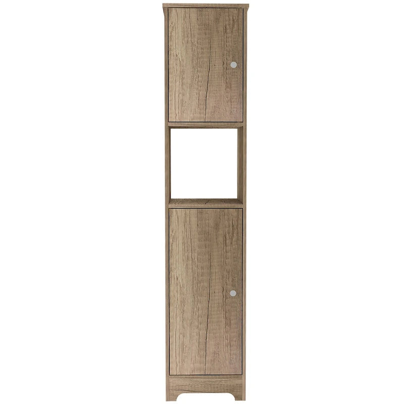 Meuble de rangement beige en lin – Double porte, 4 étagères, unité simple
