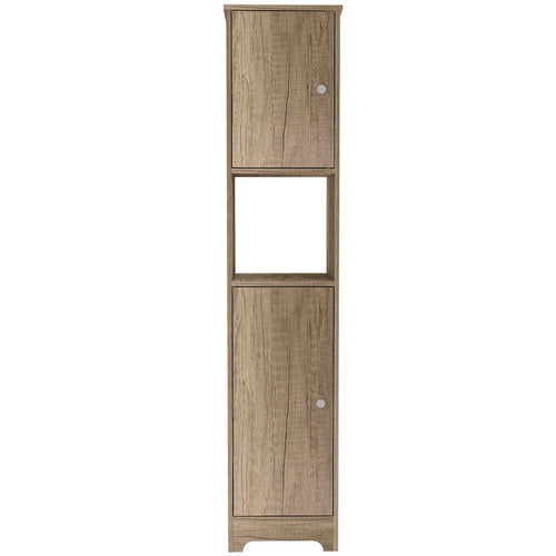 Meuble de rangement beige en lin – Double porte, 4 étagères, unité simple