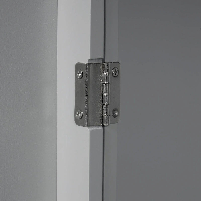 Meuble de rangement haut, finition bois gris, 4 portes et 1 tiroir