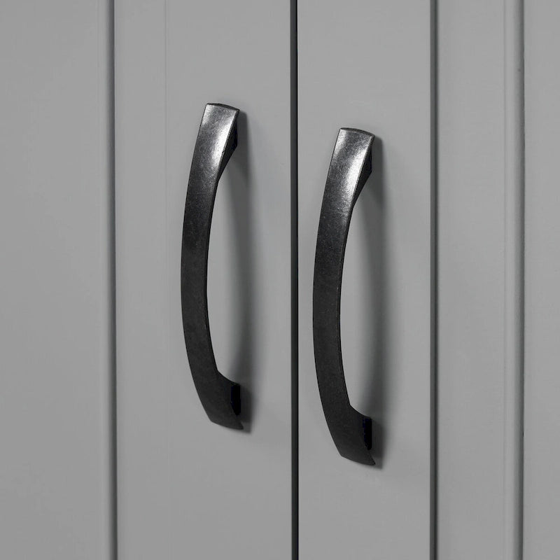 Meuble de rangement haut, finition bois gris, 4 portes et 1 tiroir