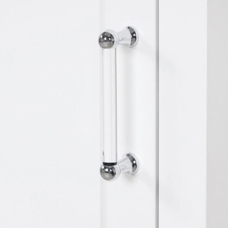 Meuble de rangement de salle de bain blanc sur pied – 2 tiroirs et étagères réglables