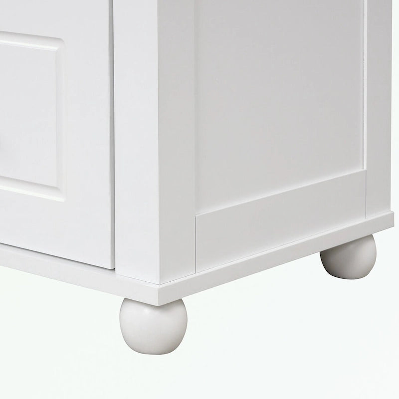 Meuble de rangement de salle de bain blanc sur pied – 2 tiroirs et étagères réglables