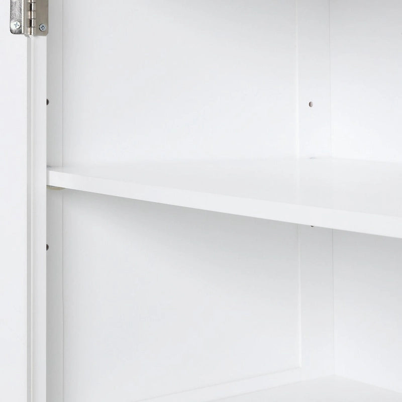 Meuble de rangement de salle de bain blanc sur pied – 2 tiroirs et étagères réglables