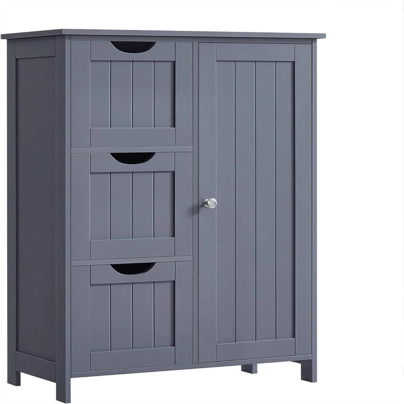 Meuble de rangement au sol en bois gris ardoise avec 3 tiroirs, simple