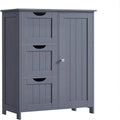 Meuble de rangement au sol en bois gris ardoise avec 3 tiroirs, simple