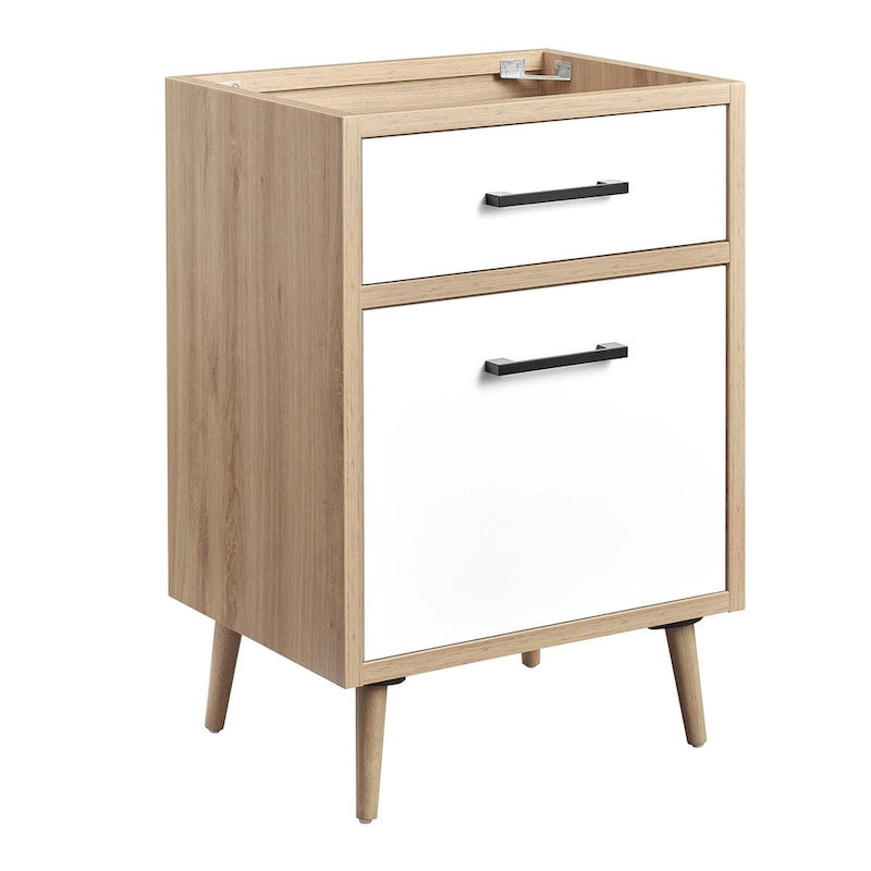 Meuble-lavabo blanc chêne de 24 po, vasque simple (évier non inclus)