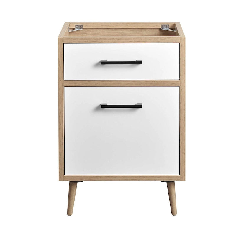 Meuble-lavabo blanc chêne de 24 po, vasque simple (évier non inclus)