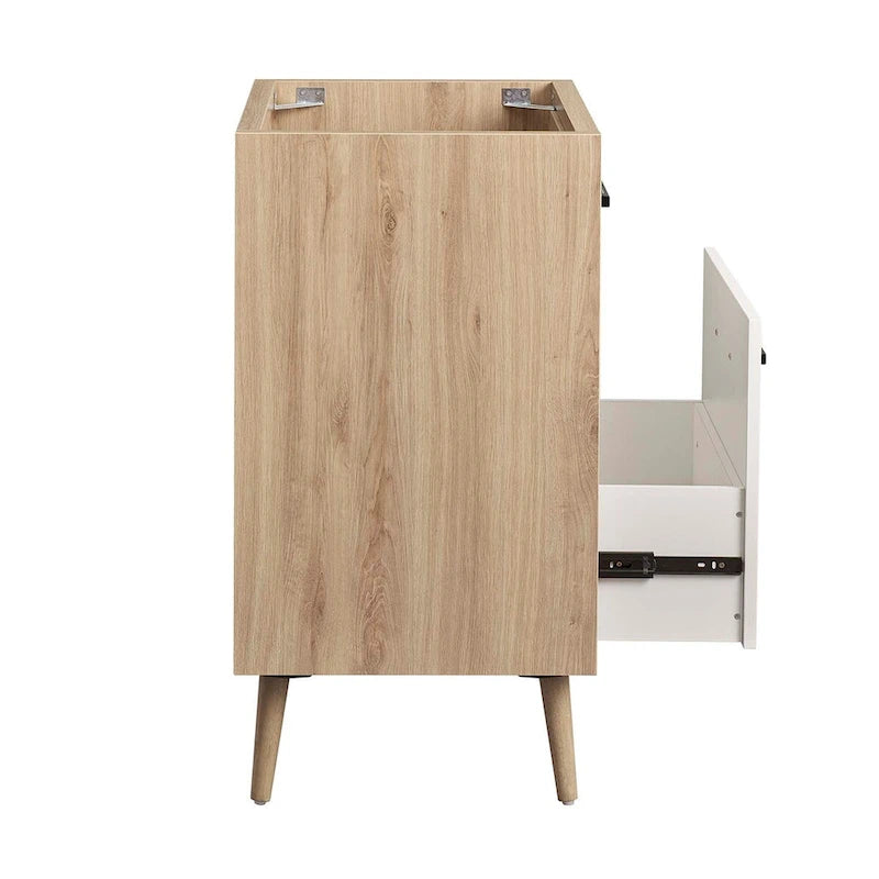 Meuble-lavabo blanc chêne de 24 po, vasque simple (évier non inclus)