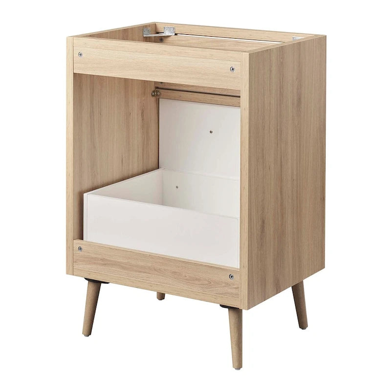 Meuble-lavabo blanc chêne de 24 po, vasque simple (évier non inclus)