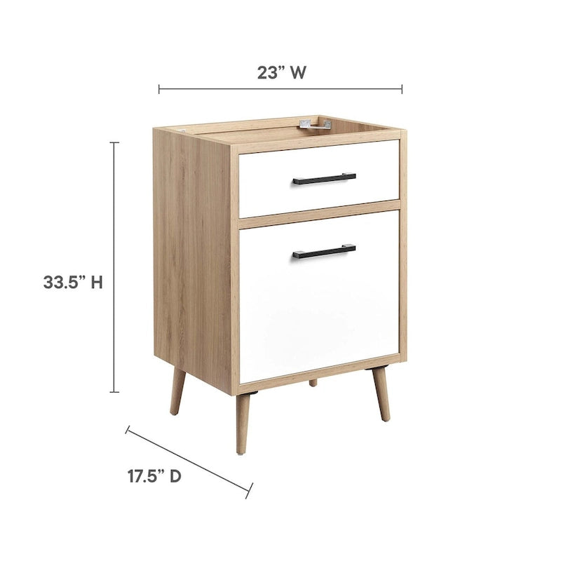 Meuble-lavabo blanc chêne de 24 po, vasque simple (évier non inclus)