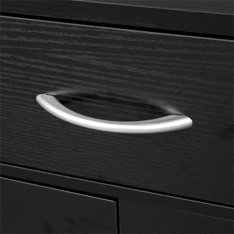 Meuble de rangement de salle de bain en MDF noir – 2 portes et 5 tiroirs, simple