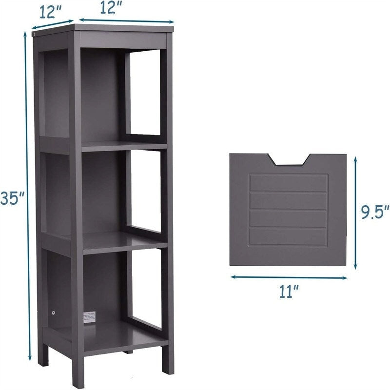 Meuble bas à 3 étagères avec 2 tiroirs et porte rainurée – Noir / Beige / Gris / Blanc, assemblage par une seule personne