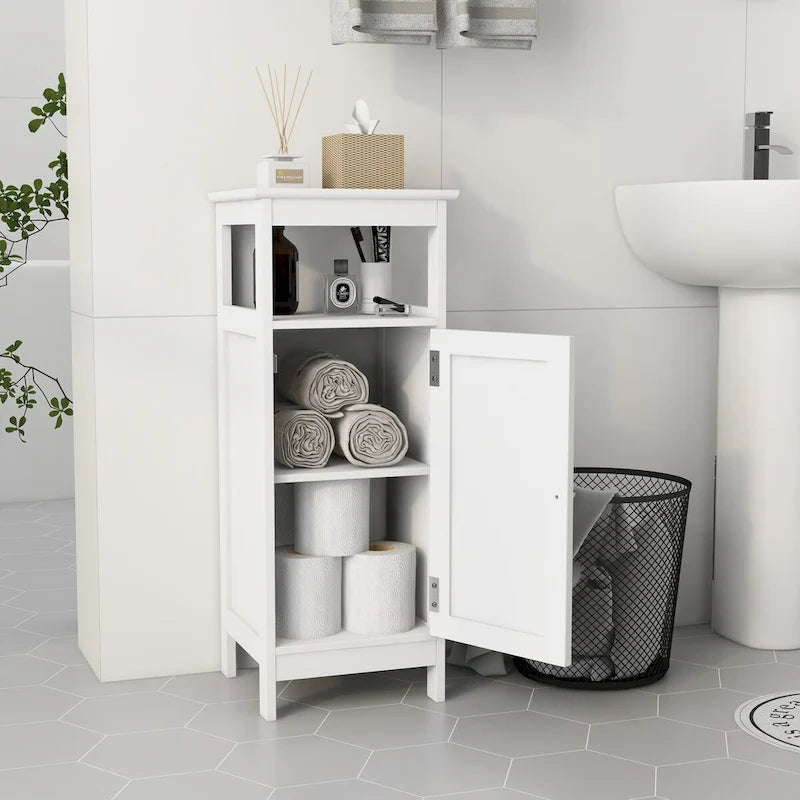 Meuble de rangement à porte unique peint en blanc, 32 x 30 x 80 cm, pour 1 personne