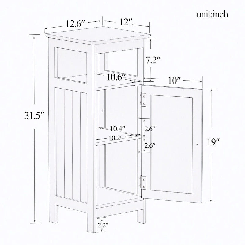 Meuble de rangement à porte unique peint en blanc, 32 x 30 x 80 cm, pour 1 personne