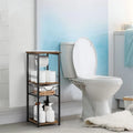Étagère de salle de bain autoportante noire / rustique / chêne avec tiroir et porte-papier, 1 utilisateur