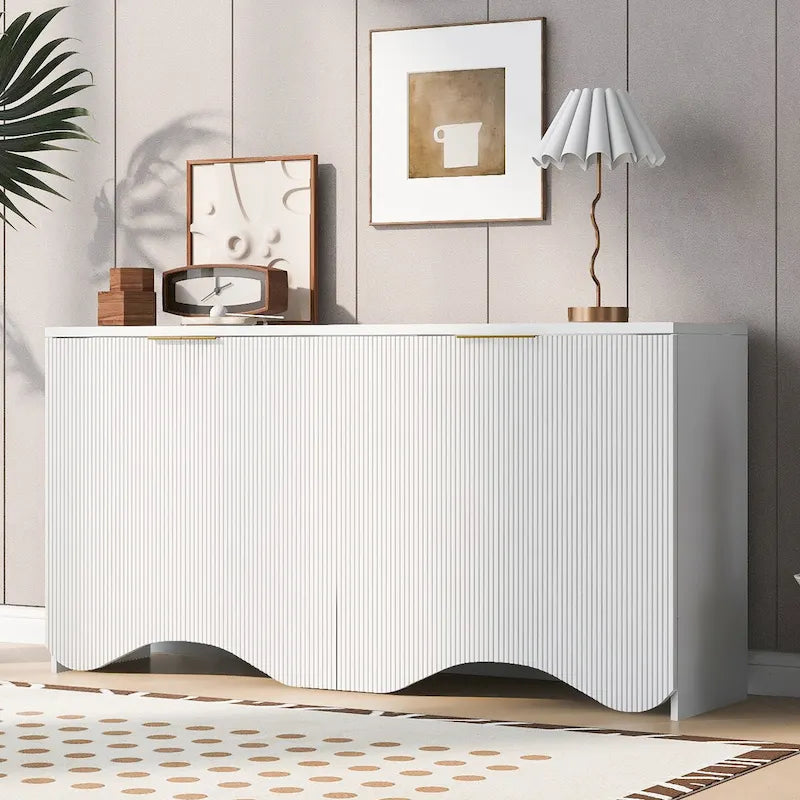 Armoire de rangement avec portes à rayures texturées – Noir / Blanc / Bleu marine, assemblage par 1 personne