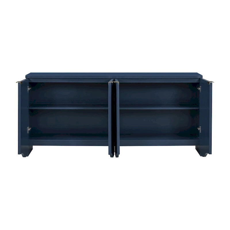 Armoire de rangement avec portes à rayures texturées – Noir / Blanc / Bleu marine, assemblage par 1 personne