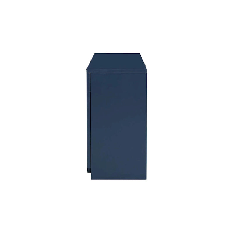 Armoire de rangement avec portes à rayures texturées – Noir / Blanc / Bleu marine, assemblage par 1 personne