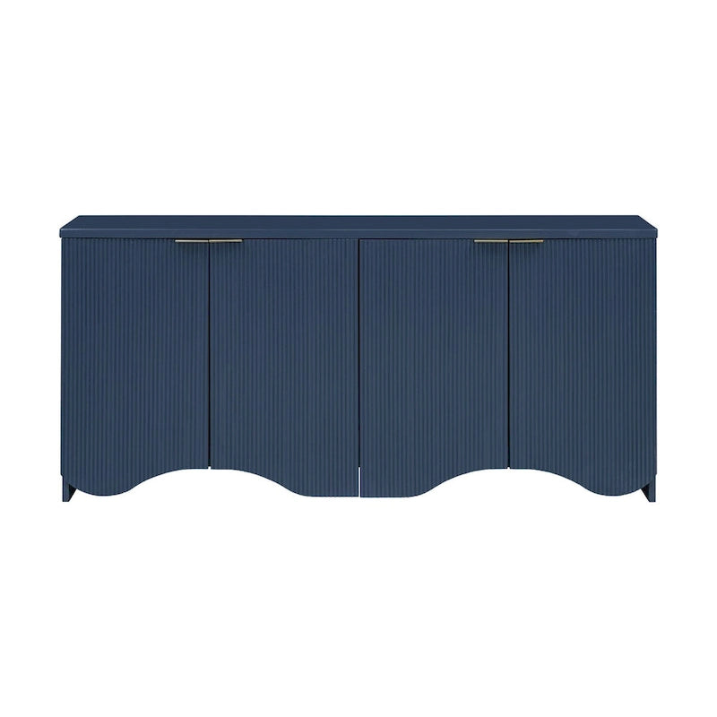 Armoire de rangement avec portes à rayures texturées – Noir / Blanc / Bleu marine, assemblage par 1 personne