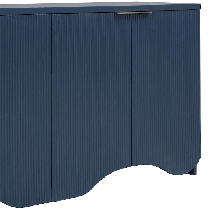 Armoire de rangement avec portes à rayures texturées – Noir / Blanc / Bleu marine, assemblage par 1 personne
