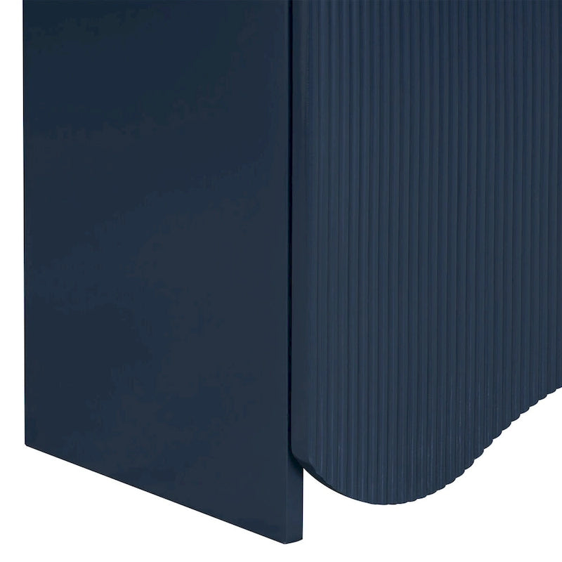 Armoire de rangement avec portes à rayures texturées – Noir / Blanc / Bleu marine, assemblage par 1 personne