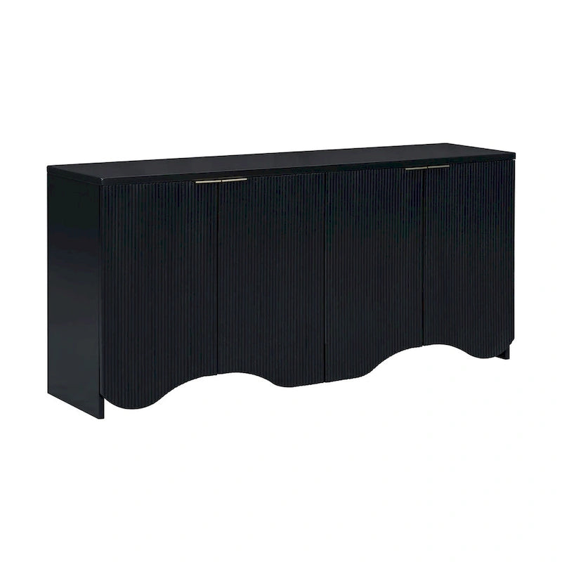 Armoire de rangement avec portes à rayures texturées – Noir / Blanc / Bleu marine, assemblage par 1 personne
