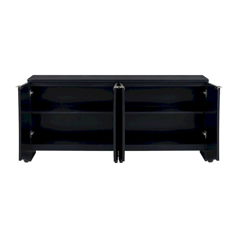 Armoire de rangement avec portes à rayures texturées – Noir / Blanc / Bleu marine, assemblage par 1 personne