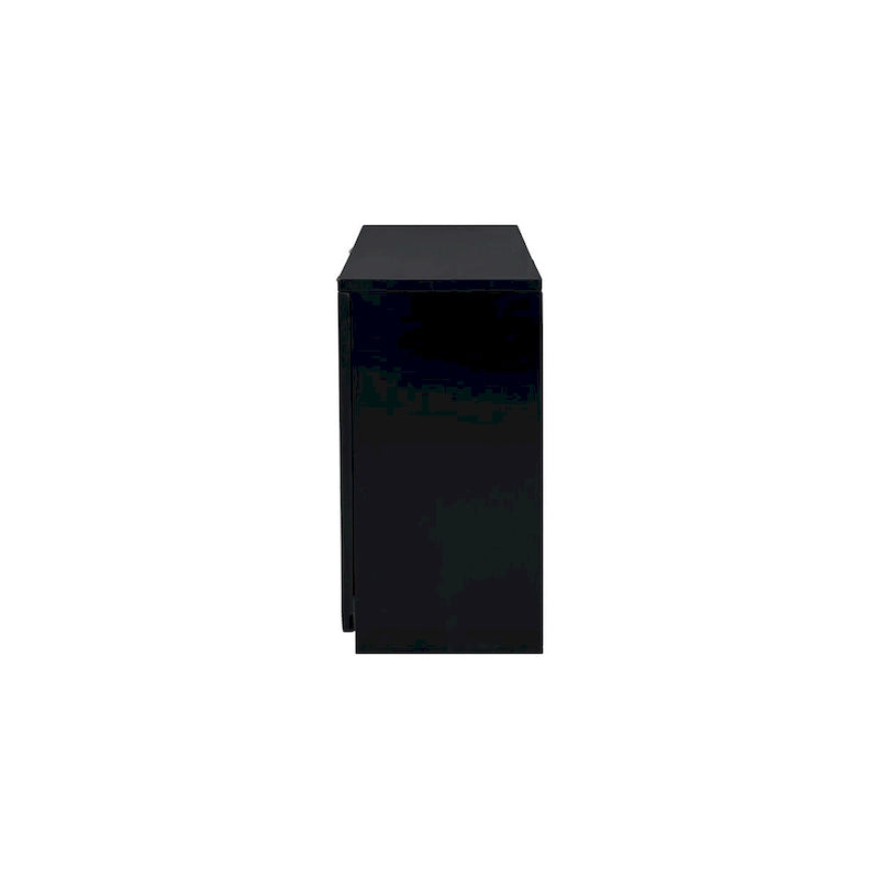 Armoire de rangement avec portes à rayures texturées – Noir / Blanc / Bleu marine, assemblage par 1 personne