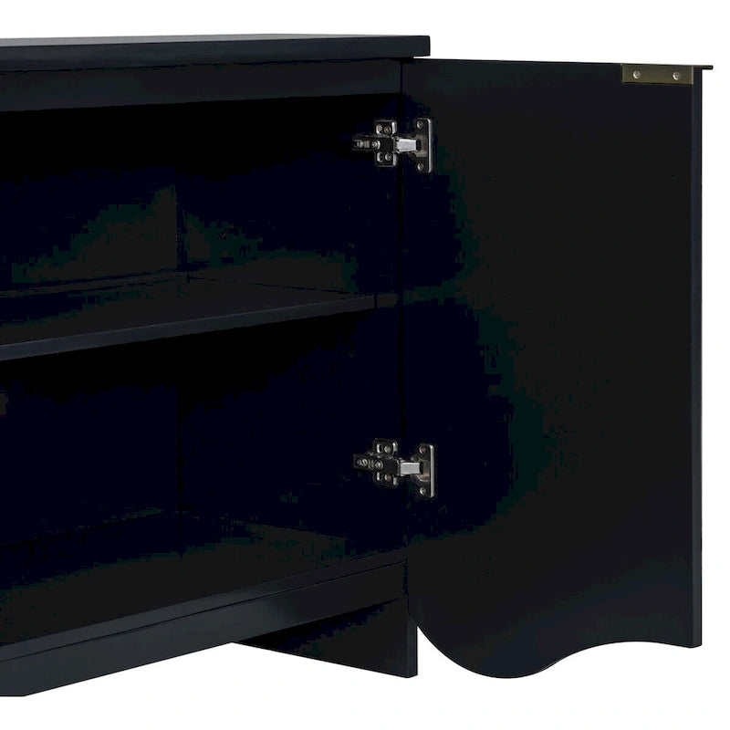 Armoire de rangement avec portes à rayures texturées – Noir / Blanc / Bleu marine, assemblage par 1 personne